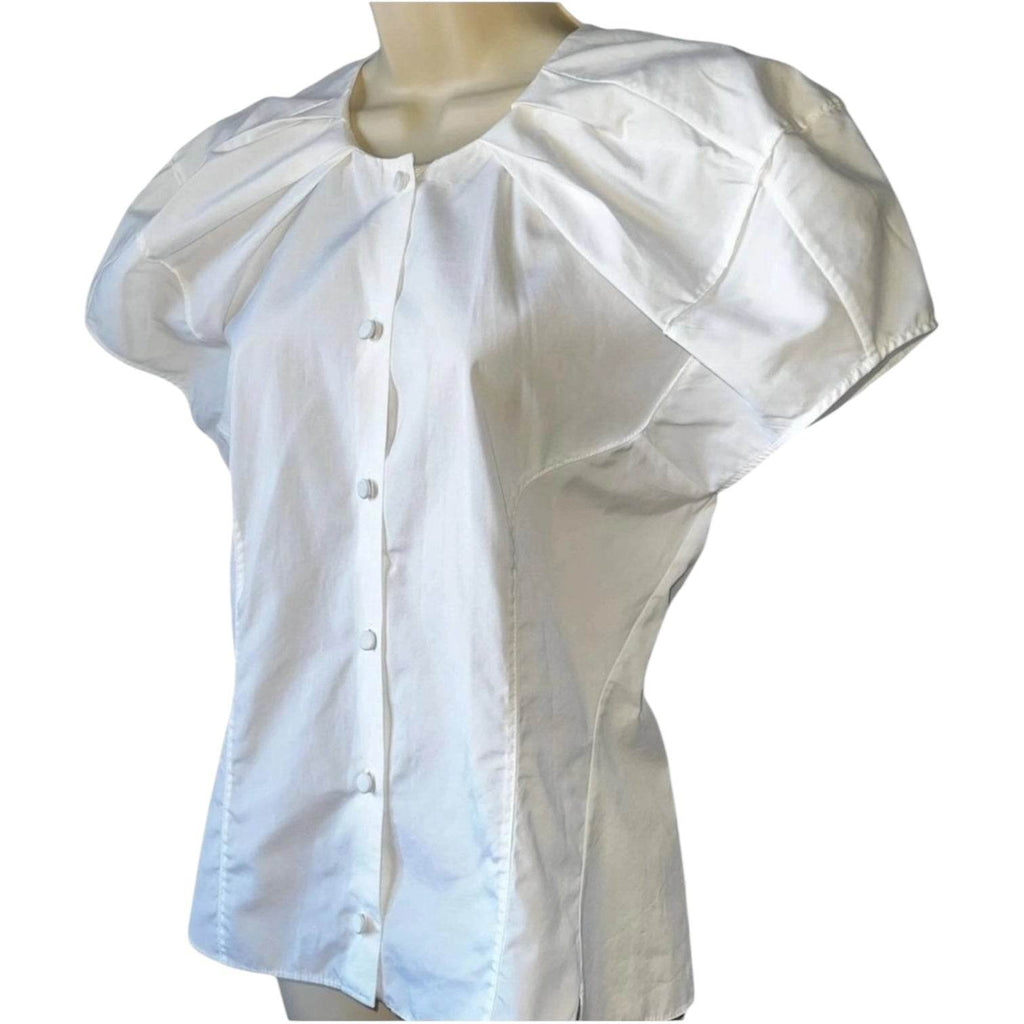 Khaite Tanya Cotton Princess Seams Puff Sleeve Shirt – S – pre-loved