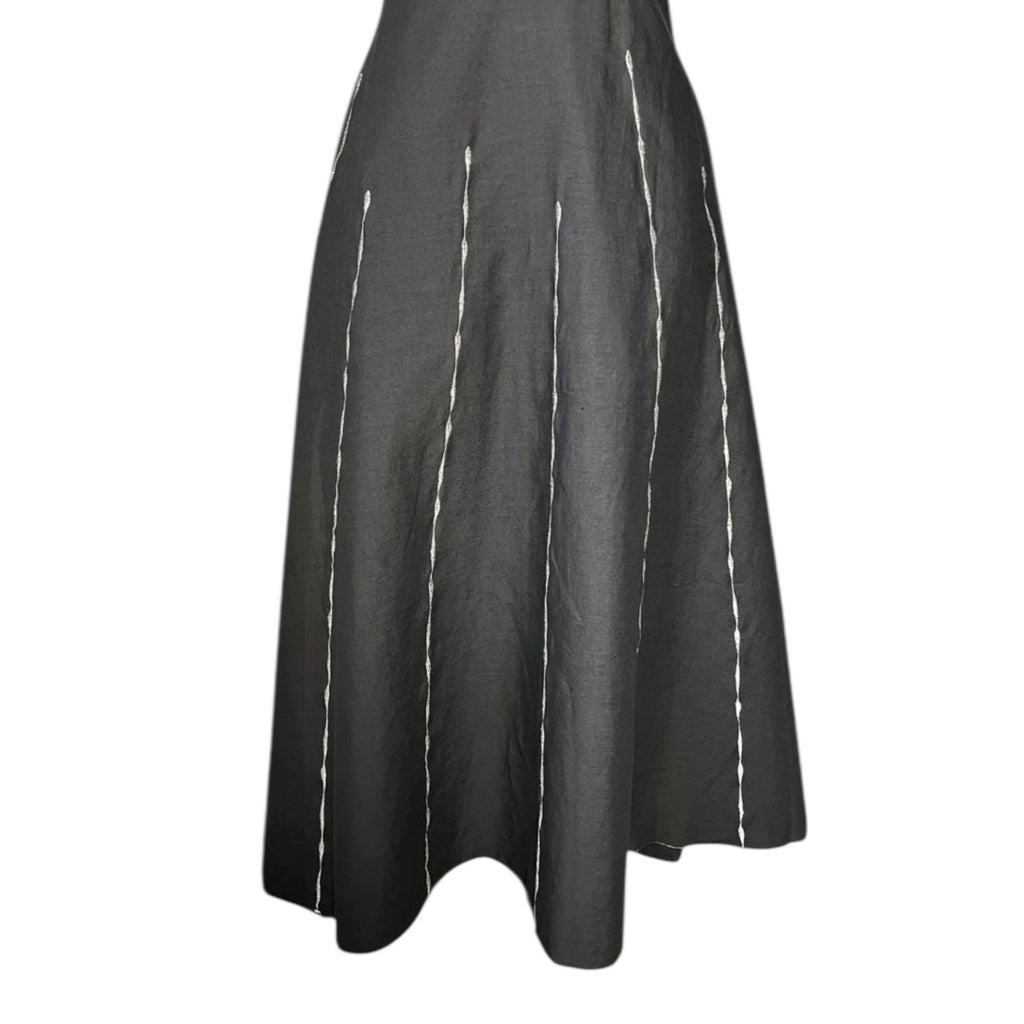 Bottega Veneta Linen Embroidered Midi Dress – Circle Skirt, IT42 (UK10)