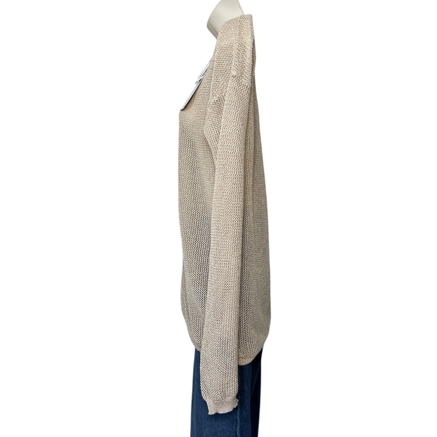 Zadig & Voltaire Gold-Thread Open Knit Relaxed Cardigan – L – pre-loved