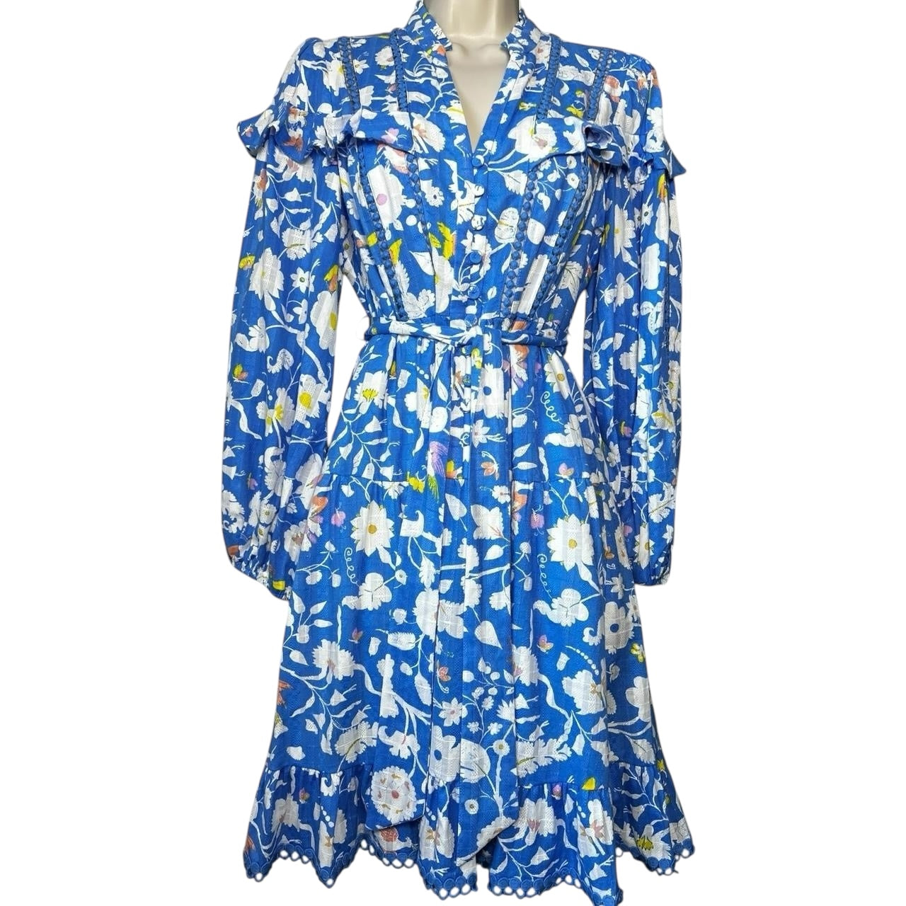 Diane von Furstenberg Chicago Floral Lace Tiered Mini Dress - US4 (UK8)