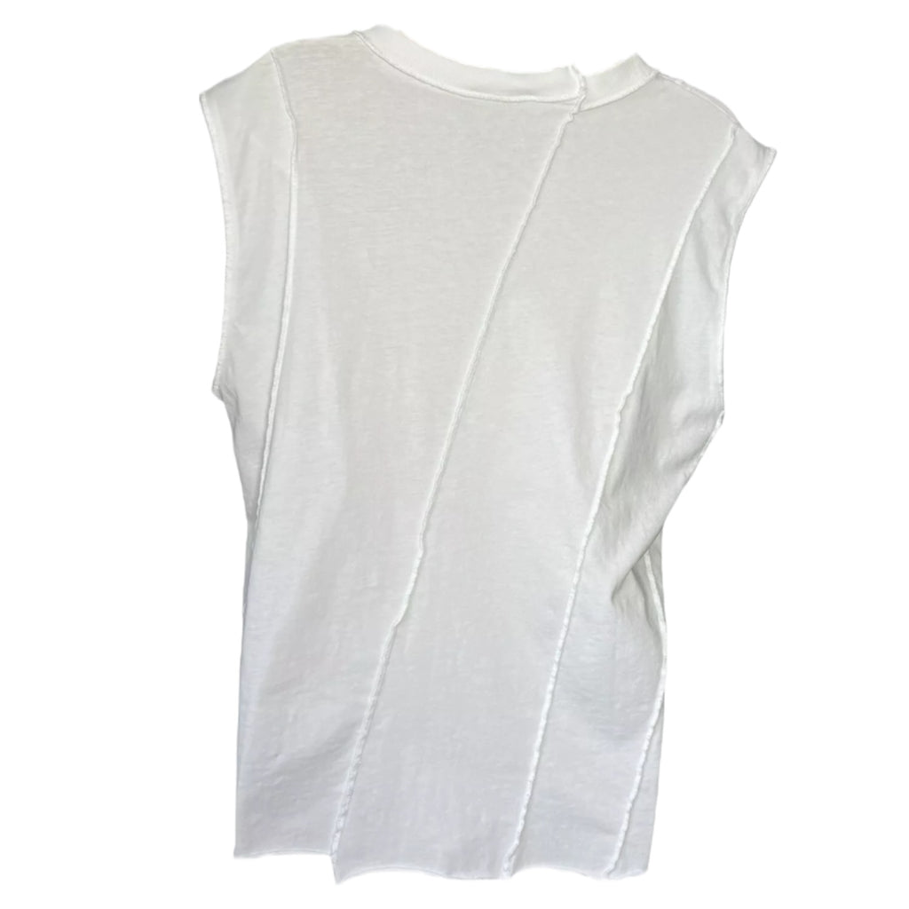 Aries Offset Vest – Deconstructed Temple Print Cotton Top, Size L – pre-loved