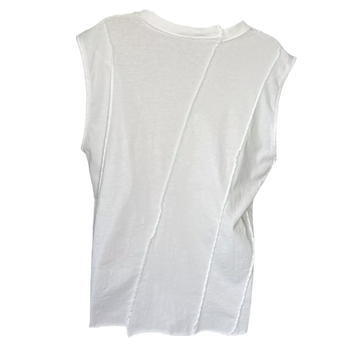 Aries Offset Vest – Deconstructed Temple Print Cotton Top, Size L – pre-loved