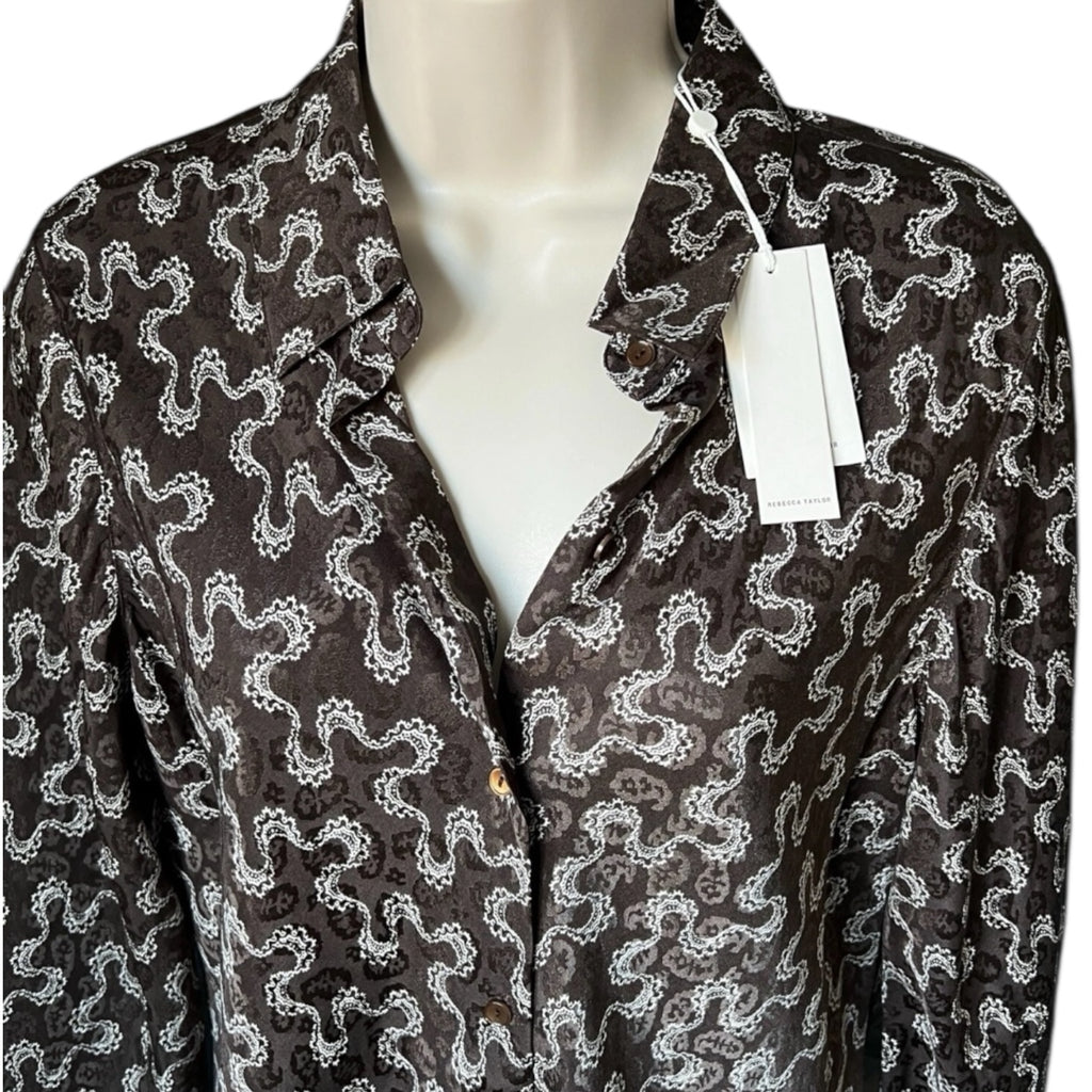 Rebecca Taylor Silk Jacquard Shirt – M – pre-loved