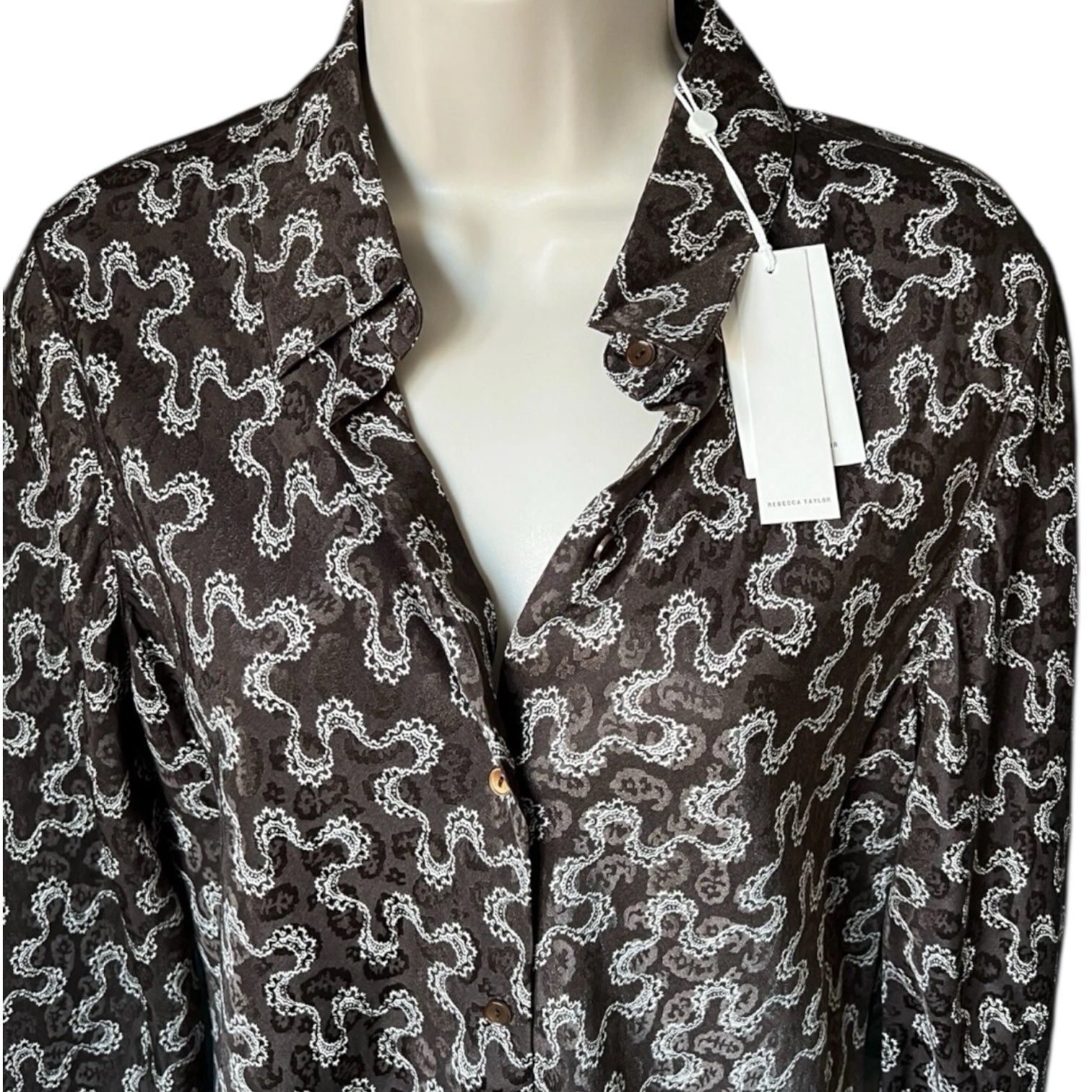 Rebecca Taylor Silk Jacquard Shirt – M