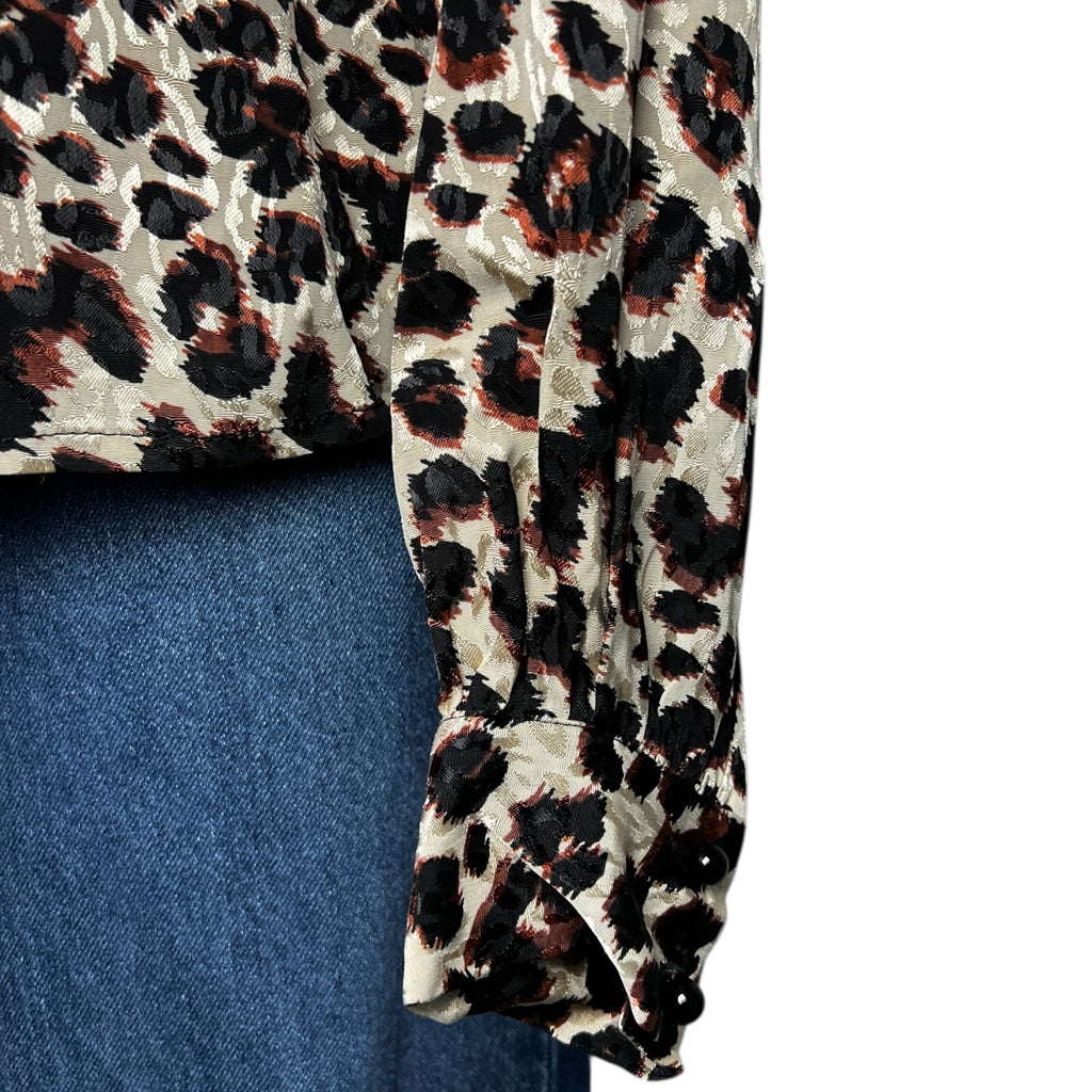 Kitri London Leopard Jacquard Pussy-Bow Blouse – S – pre-loved