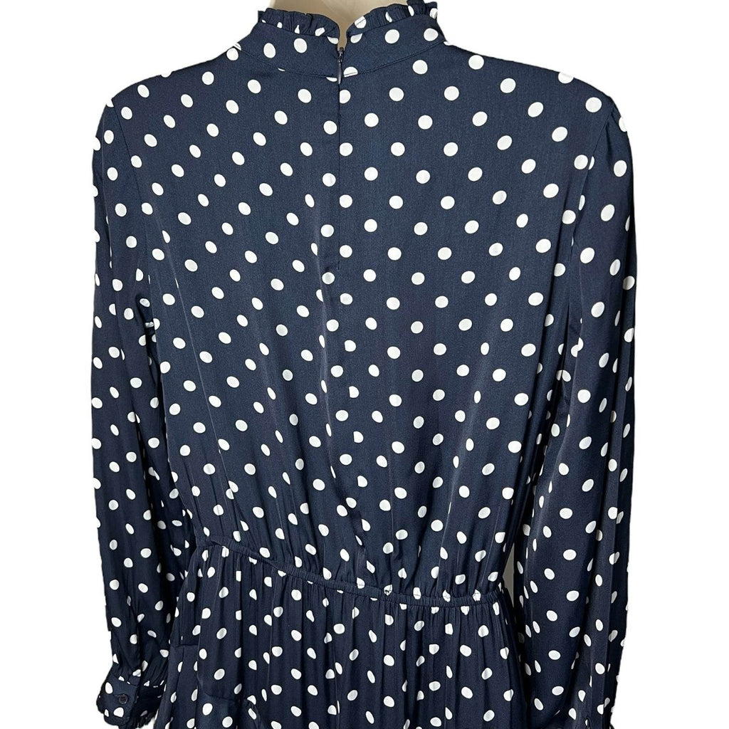 Essentiel Antwerp Polka Dot Ruffle High Neck Tiered Midi Dress – EU36 – pre-loved