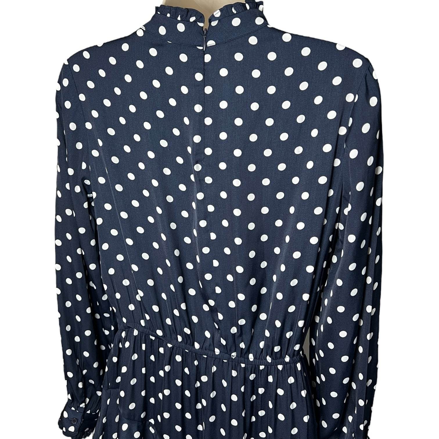 Essentiel Antwerp Polka Dot Ruffle High Neck Tiered Midi Dress – EU36 – pre-loved