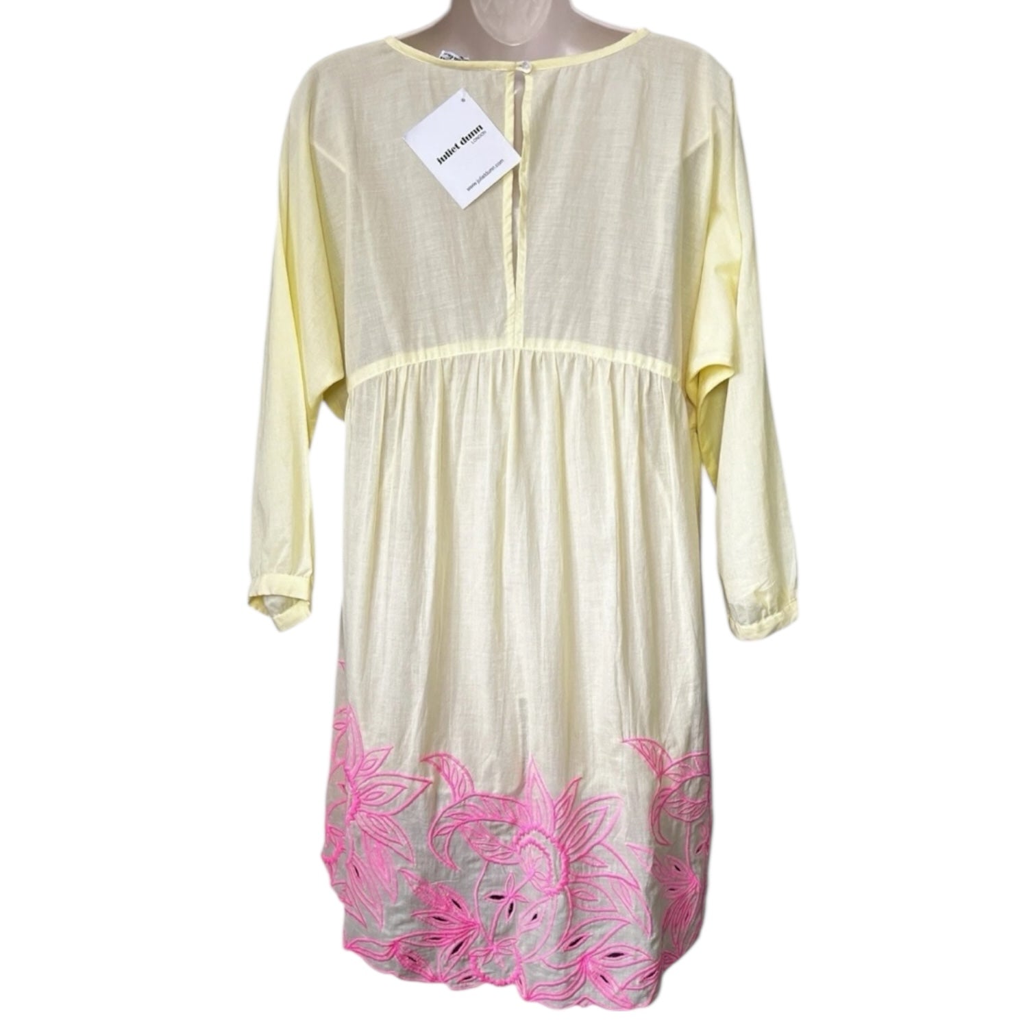 Juliet Dunn Cotton Embroidered Mini Batwing Dress – Size 1 (UK8) – pre-loved