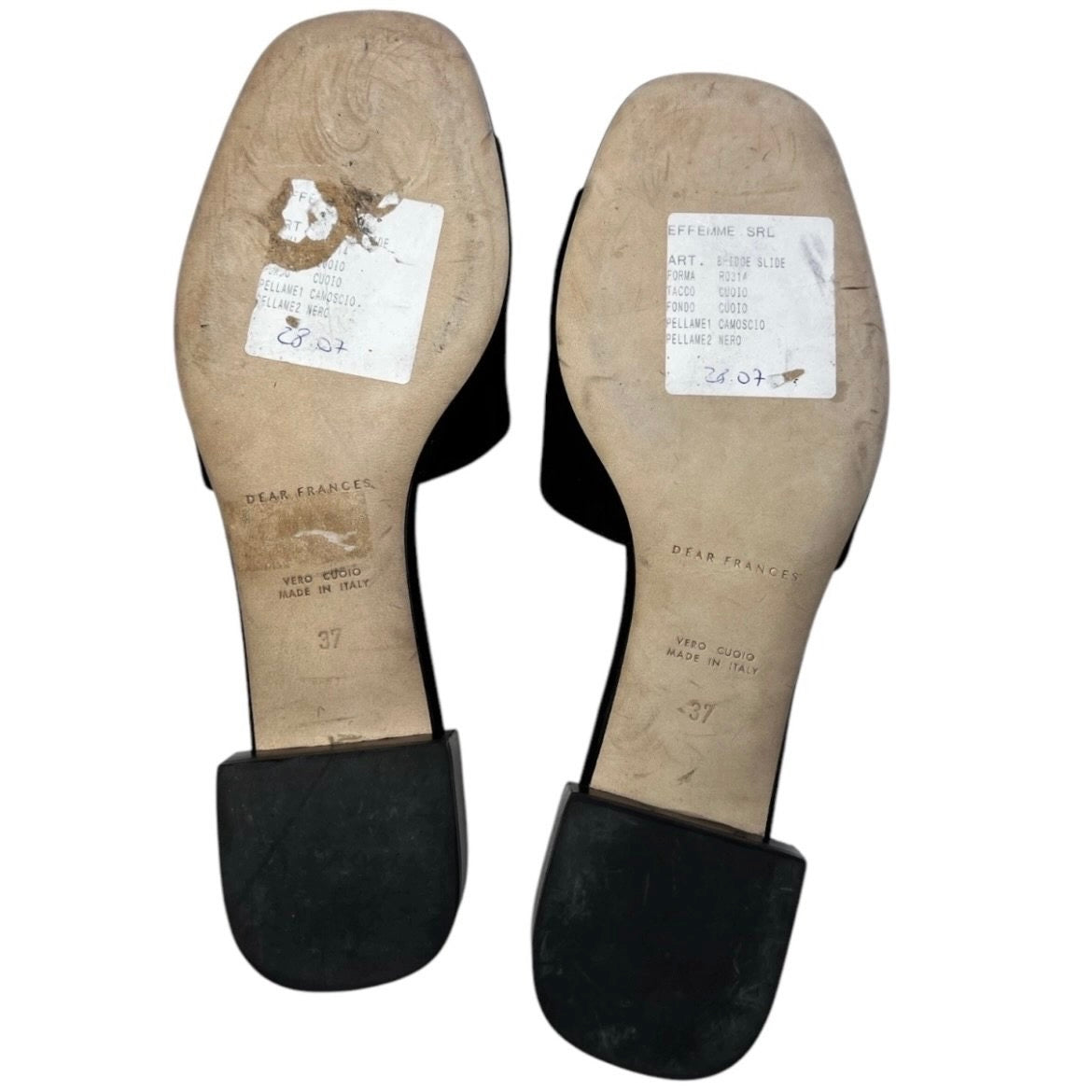 Dear Frances Minimalist Black Suede Block Heel Bridge Mules – EU 37