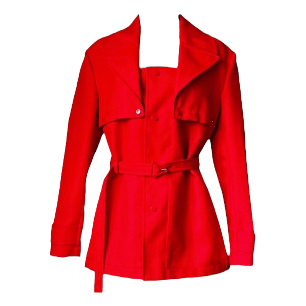 Bottega Veneta Detachable Triangle Belt Trench Coat – Red, IT 34 / XS – pre-loved