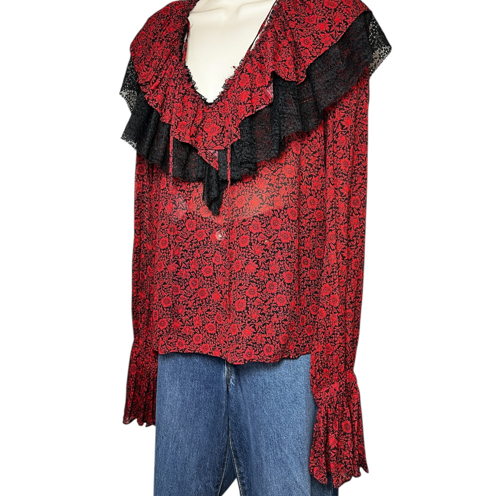 Philosophy di Lorenzo Serafini Frill Lace Yoke Blouse – UK10
