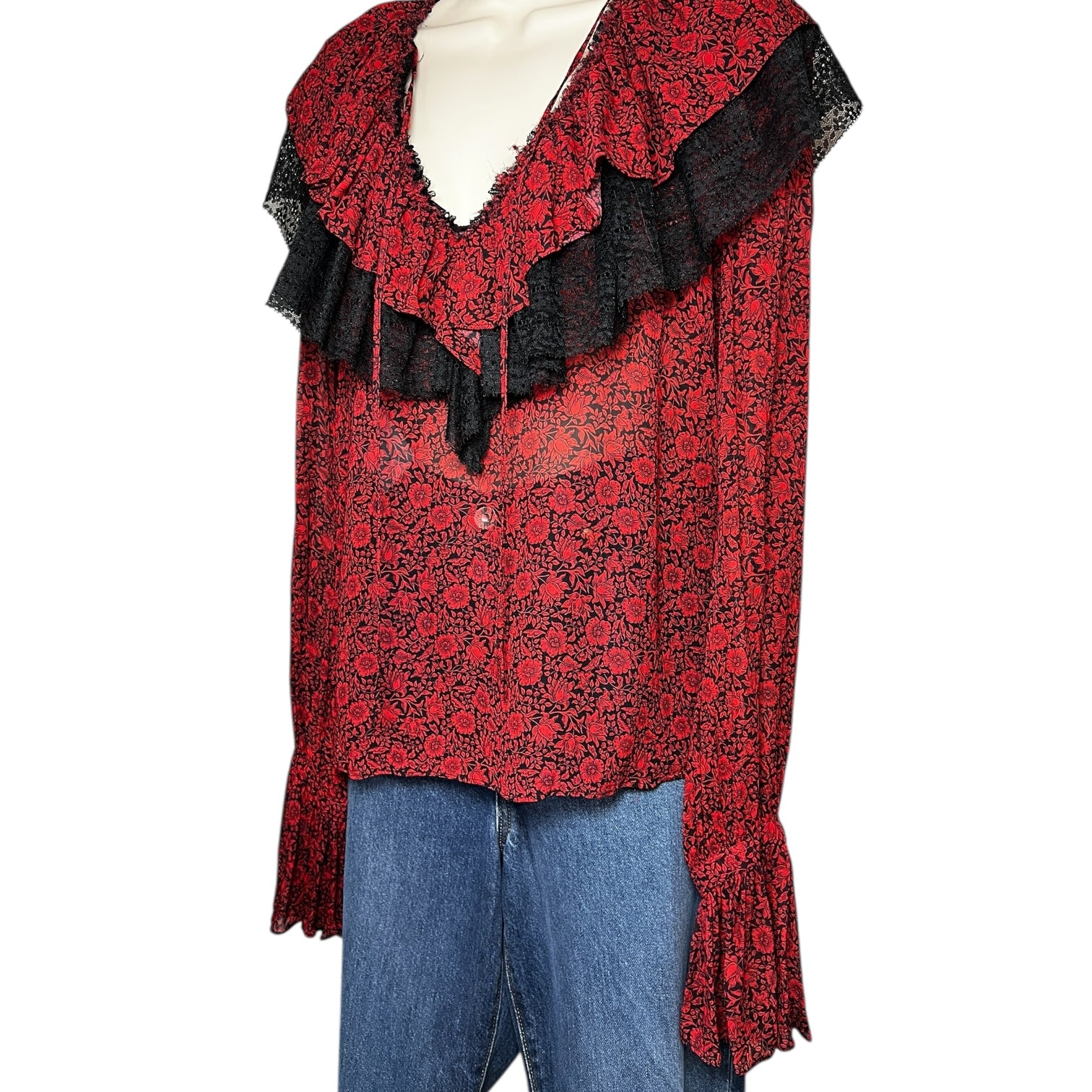 Philosophy di Lorenzo Serafini Frill Lace Yoke Blouse – UK10