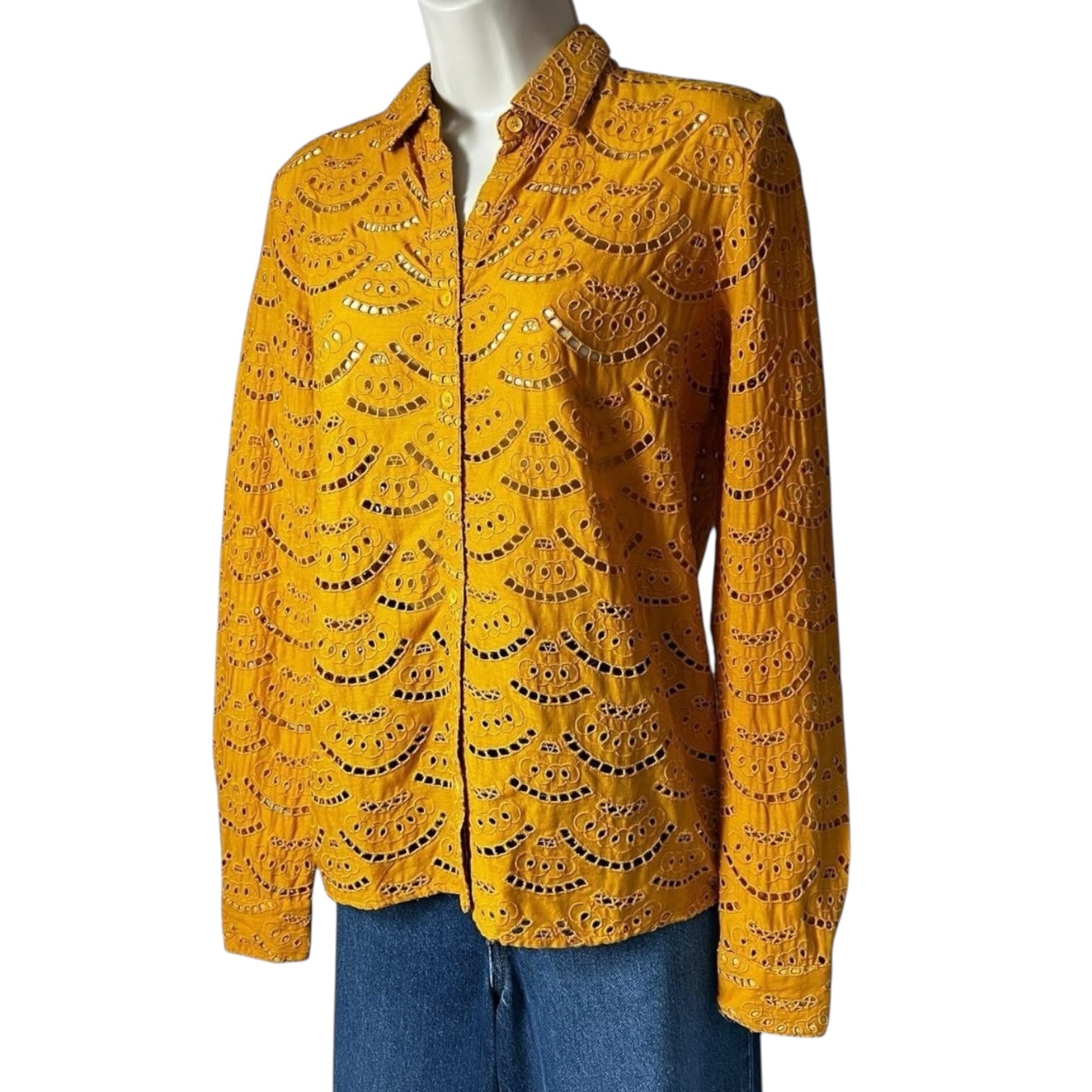 Ba&sh Crochet Embroidered Cotton Shirt – Size 0 (UK6) – pre-loved