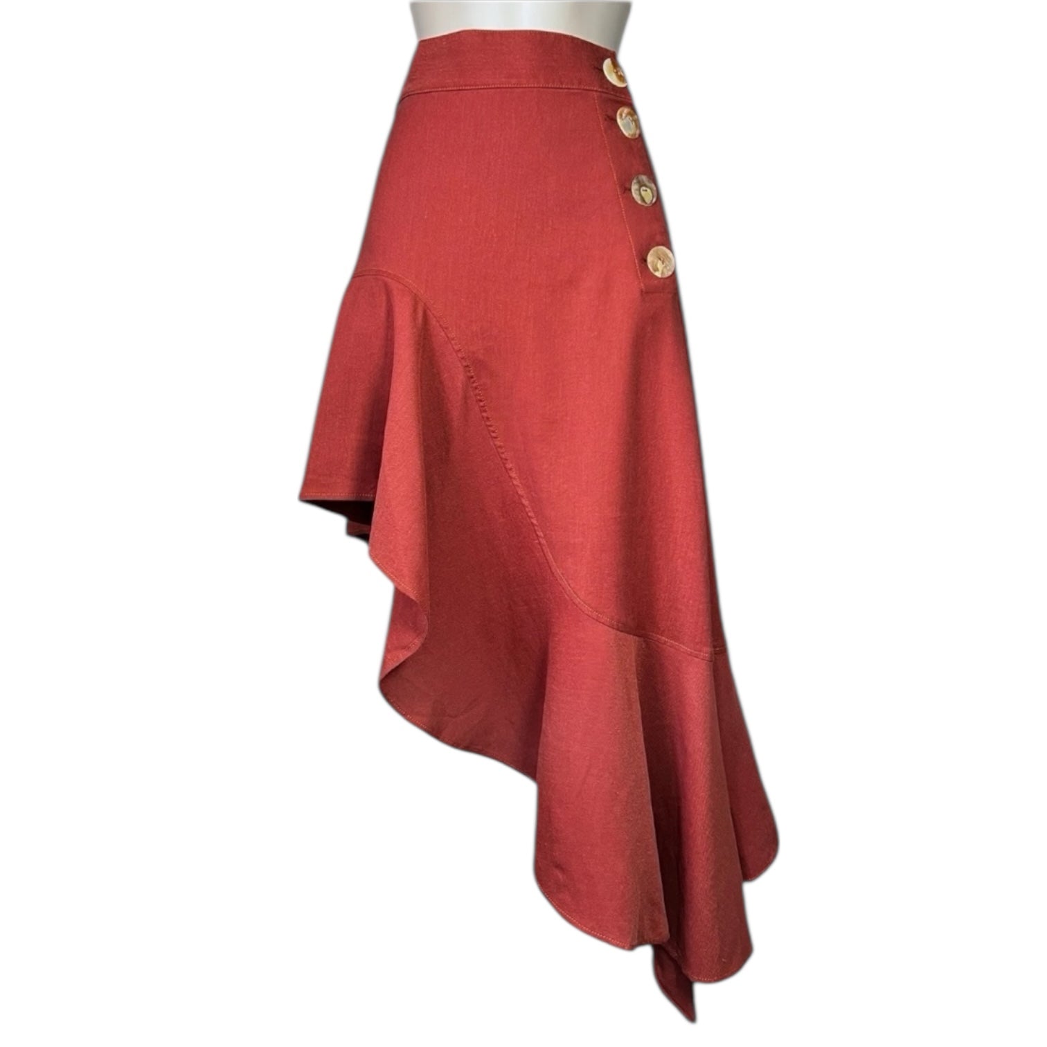 Rejina Pyo Linen Asymmetric Button Skirt – UK8