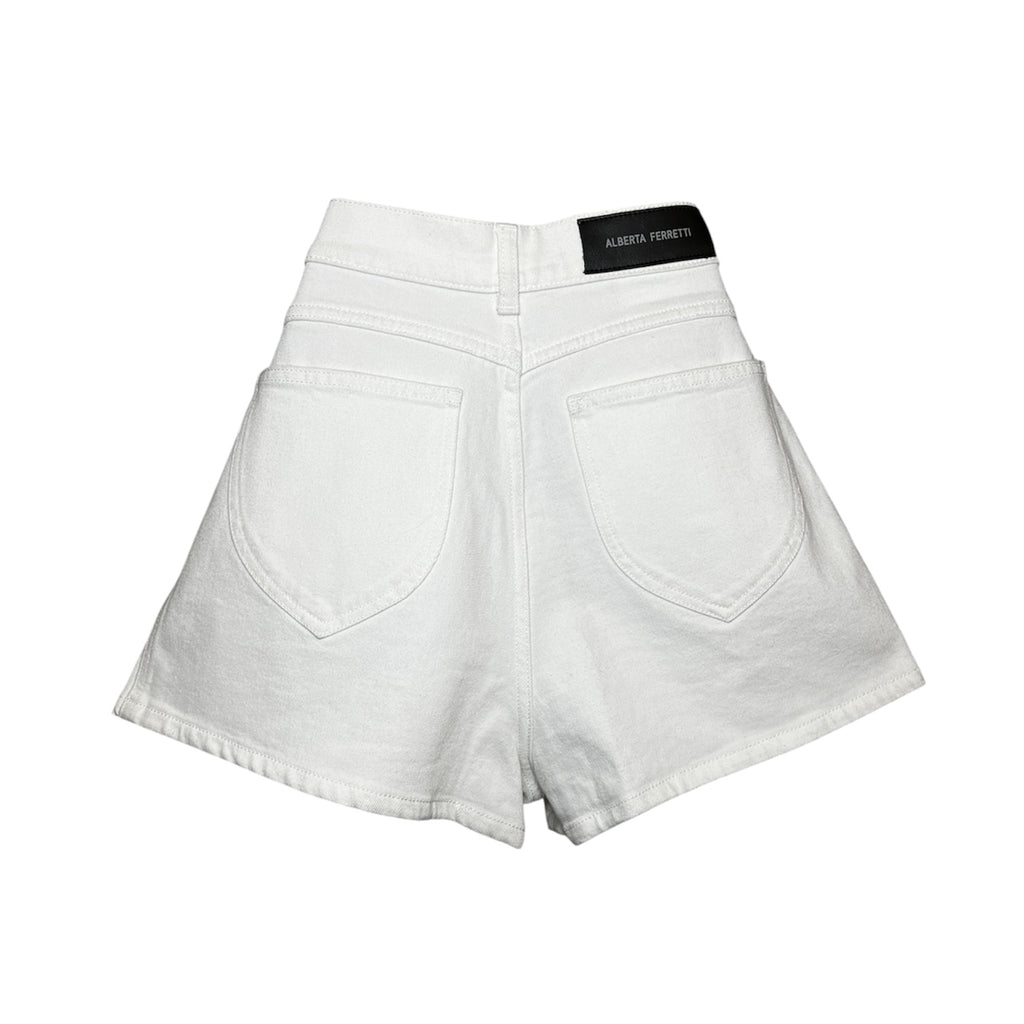 Alberta Ferretti Denim High-Rise Heart Embroidered Mini Shorts – UK8 – pre-loved