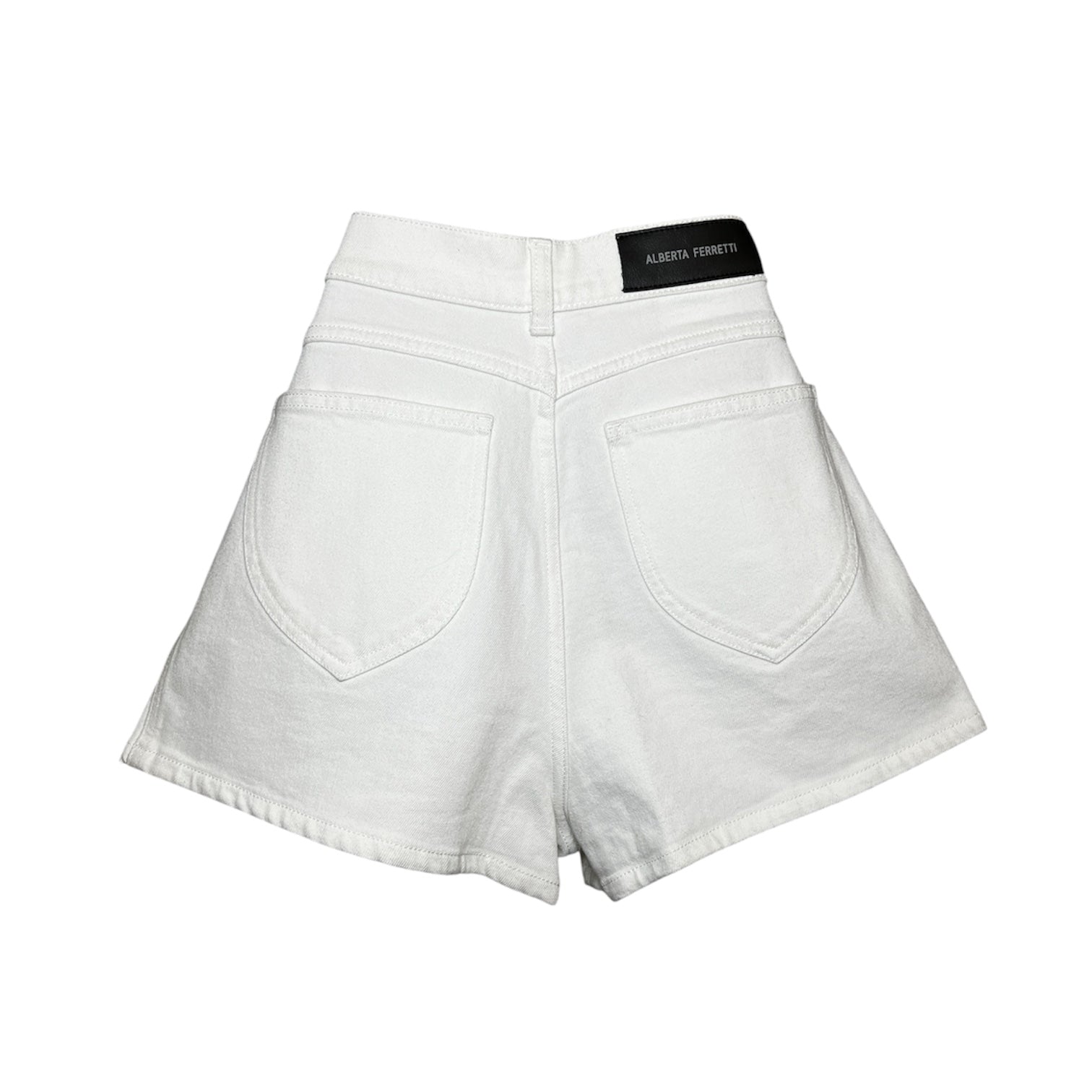 Alberta Ferretti Denim High-Rise Heart Embroidered Mini Shorts – UK8 – pre-loved