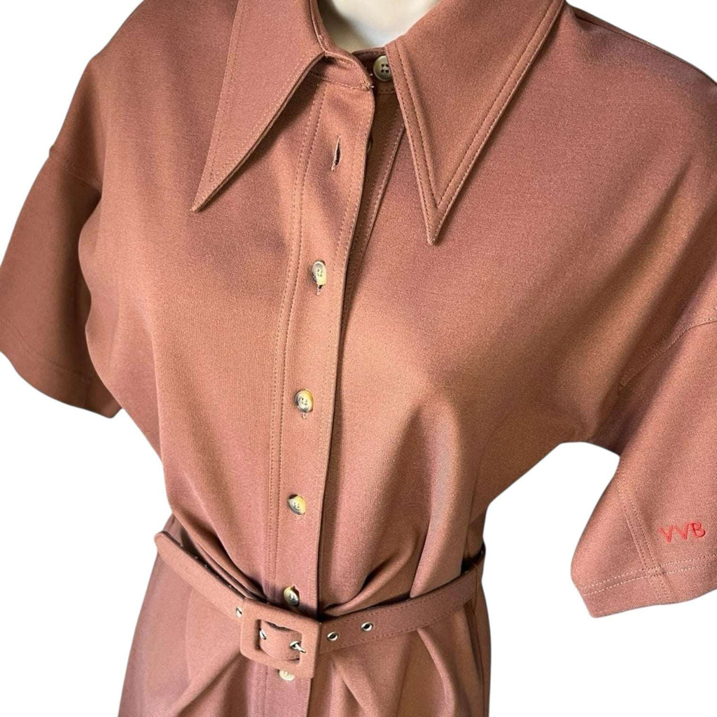Victoria Beckham Ponti Logo-Embroidered Stretch-Woven Mini Shirt Dress - XS