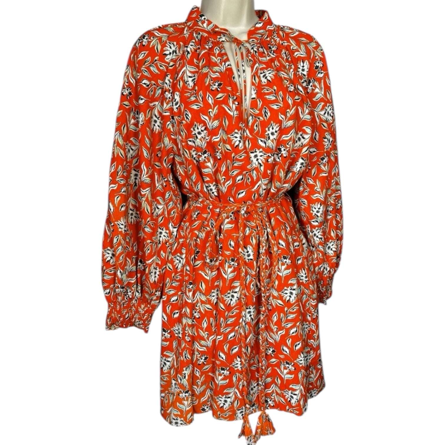 Alice + Olivia Floral Linen Long Sleeves Mini Dress – US6 (UK10)