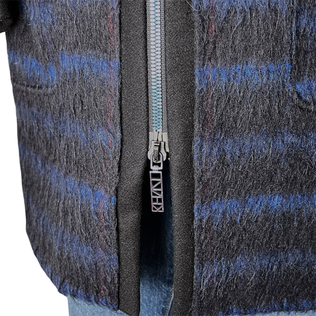 Kenzo Striped Wool Blend Collarless Pea Coat – FR36 – pre-loved