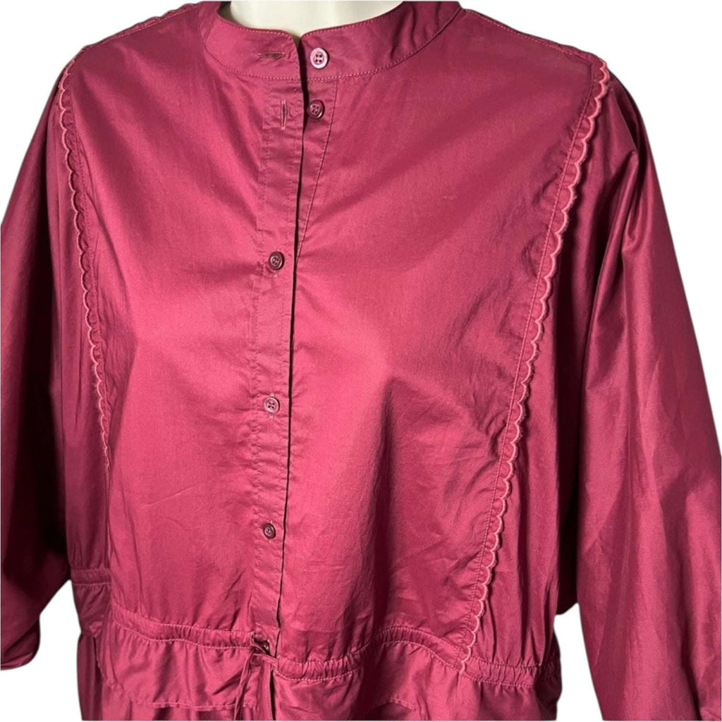See By Chloé Tiered Ruffle Mini Dress – Red Broderie, Drawstring Waist, FR38 – pre-loved
