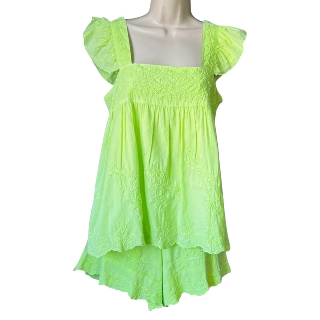 Juliet Dunn Neon Embroidered Babydoll Top – Size 1 (UK8) – pre-loved