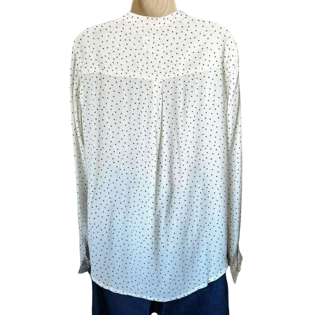 Rails Casey Heart Print Tie-Neck Crepe Blouse – S