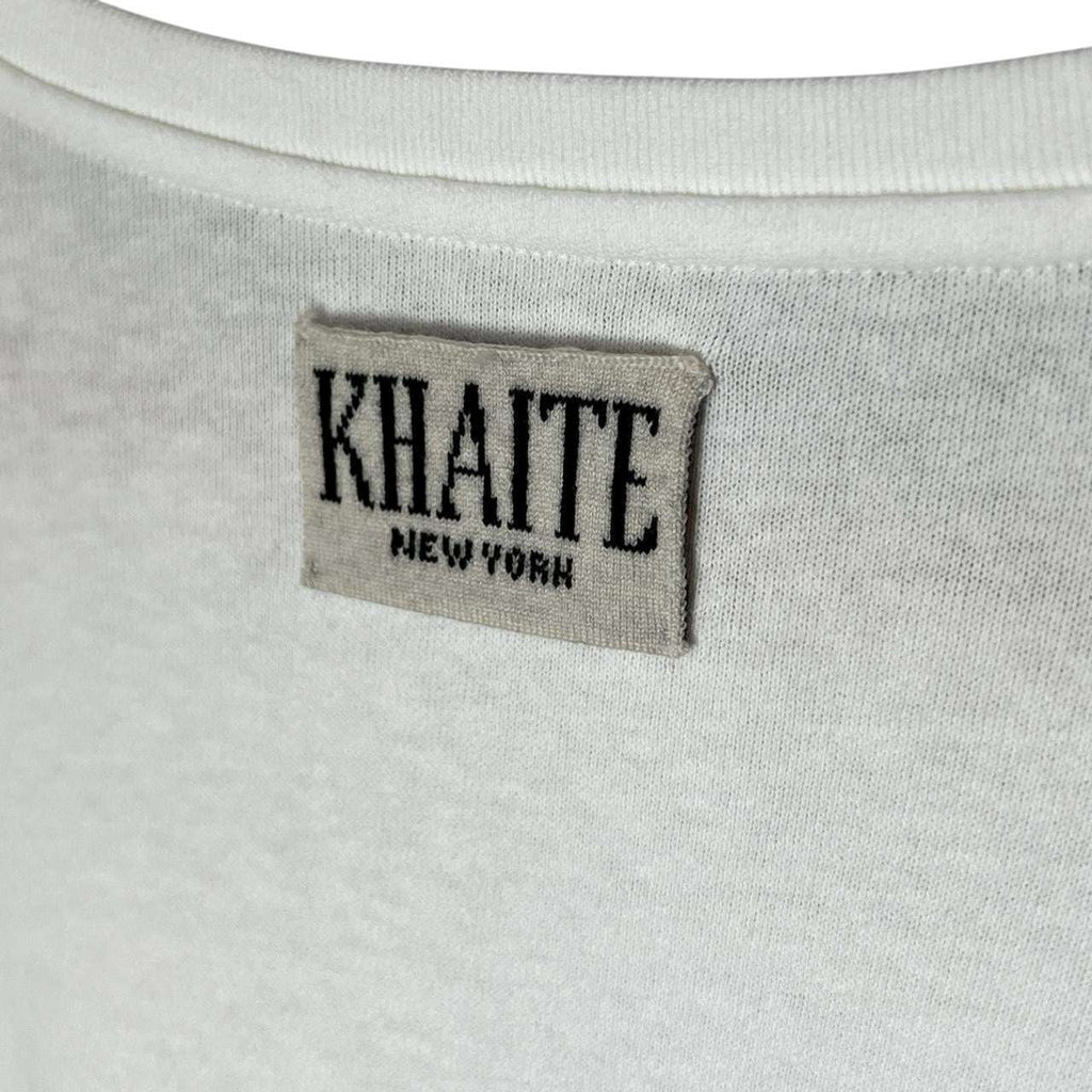 Khaite White Logo Patch Oversized Cotton Long Sleeve T-Shirt – XL
