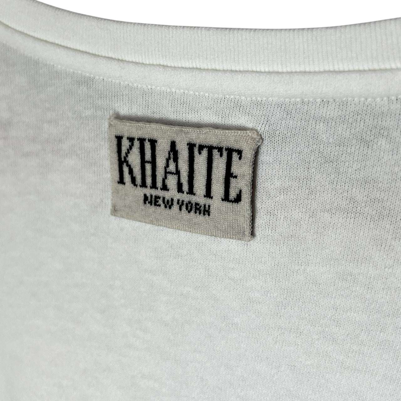 Khaite White Logo Patch Oversized Cotton Long Sleeve T-Shirt – XL