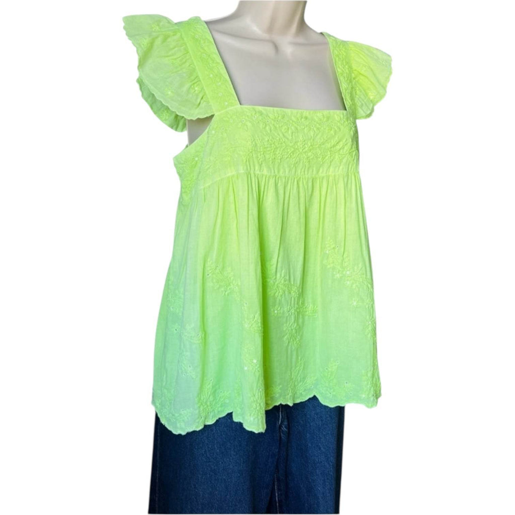 Juliet Dunn Neon Embroidered Babydoll Top – Size 1 (UK8) – pre-loved