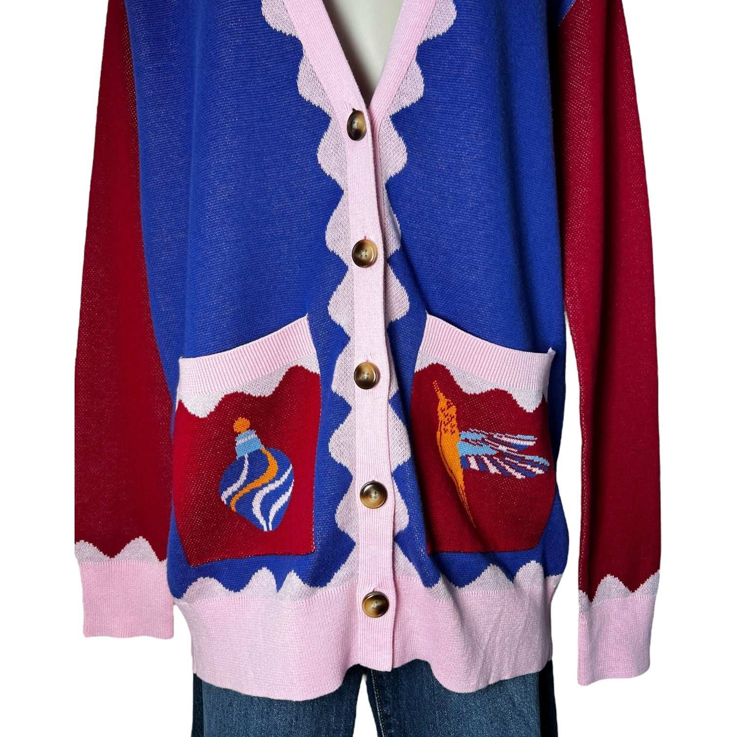 Paolita Mercury Knit Cardigan – Funky Stamp Print, L – pre-loved