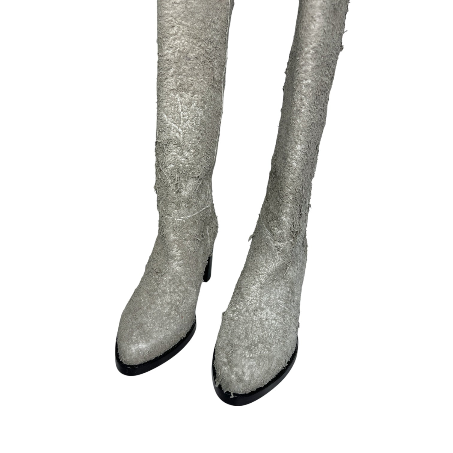 Legres Grey Raw Leather High-Heel Knee Boots – IT 38