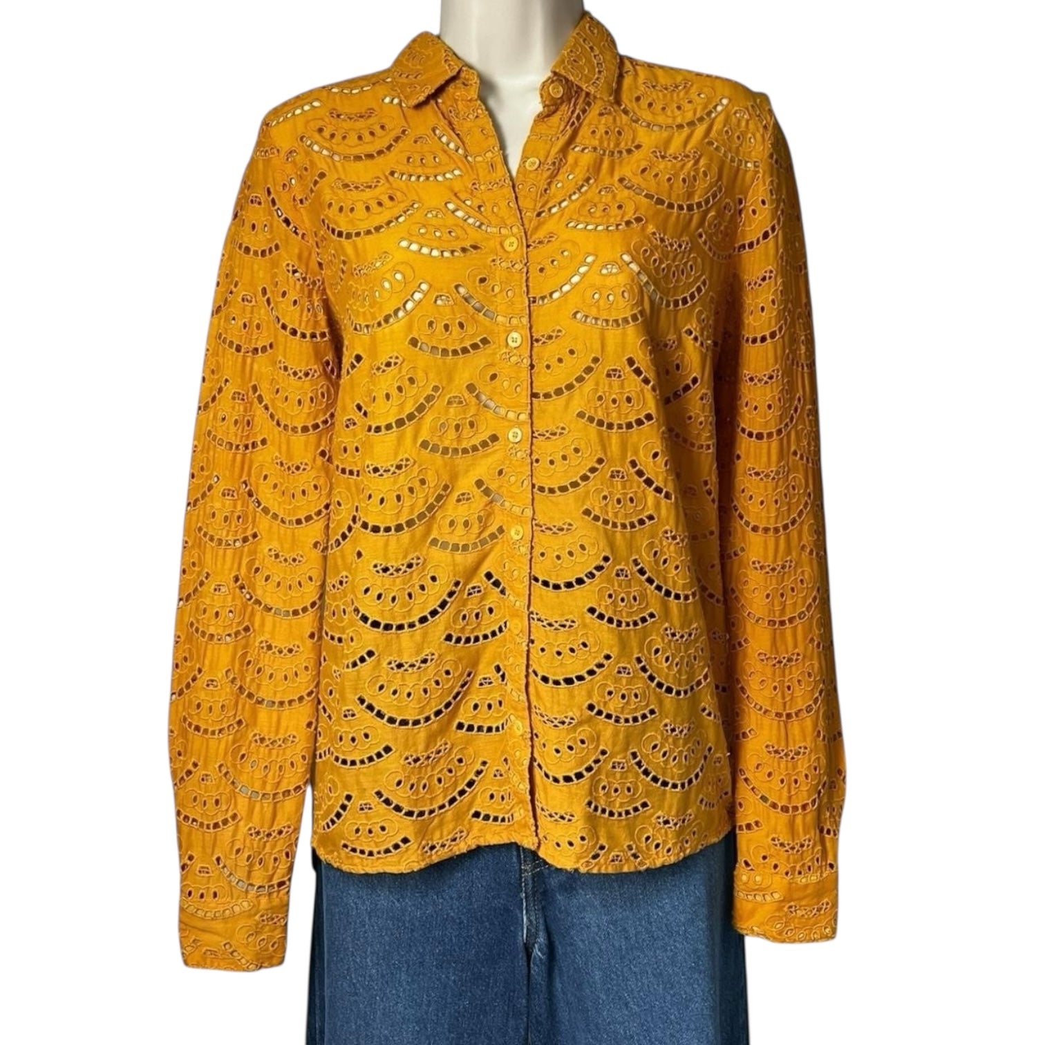 Ba&sh Crochet Embroidered Cotton Shirt – Size 0 (UK6) – pre-loved