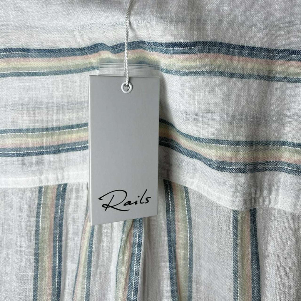 Rails Striped Linen Smocked Tiered Mini Dress – S – pre-loved