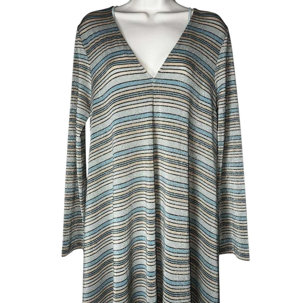 Stine Goya Metallic Stripe Relaxed Midi Dress – S – pre-loved