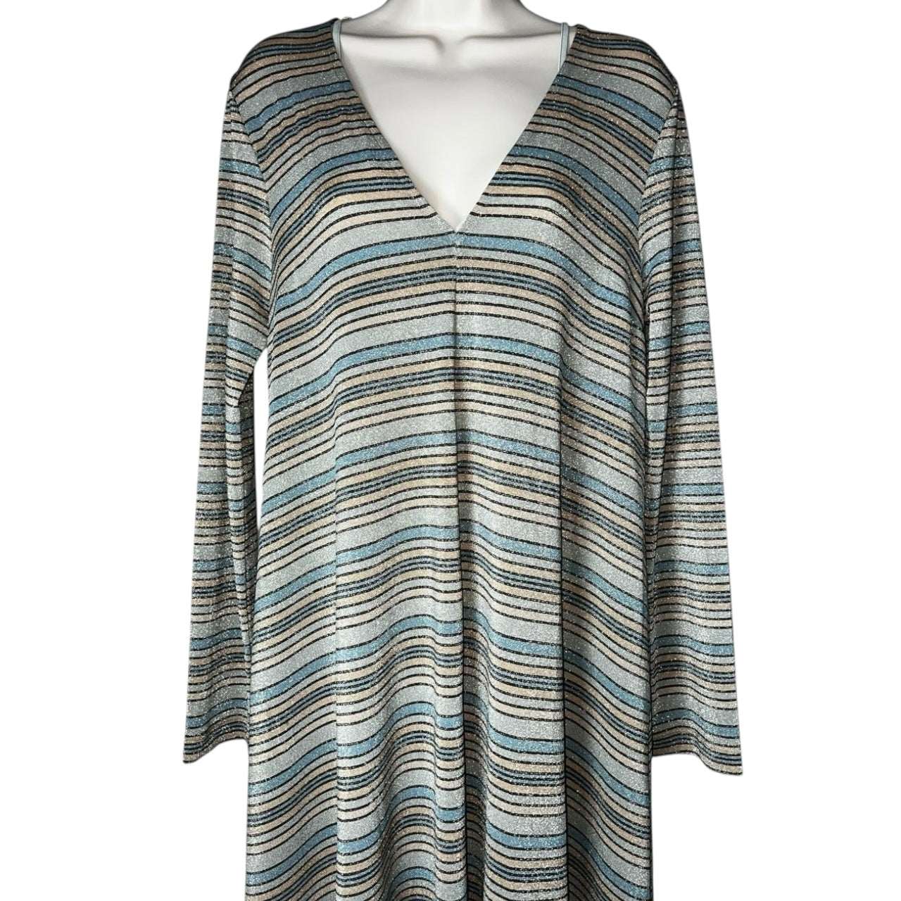 Stine Goya Metallic Stripe Relaxed Midi Dress – S – pre-loved