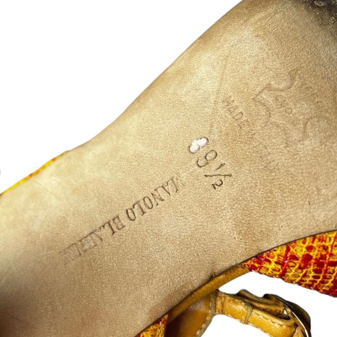 Vintage Manolo Blahnik Cut-Out Leather Heels – Yellow & Red, IT 39.5