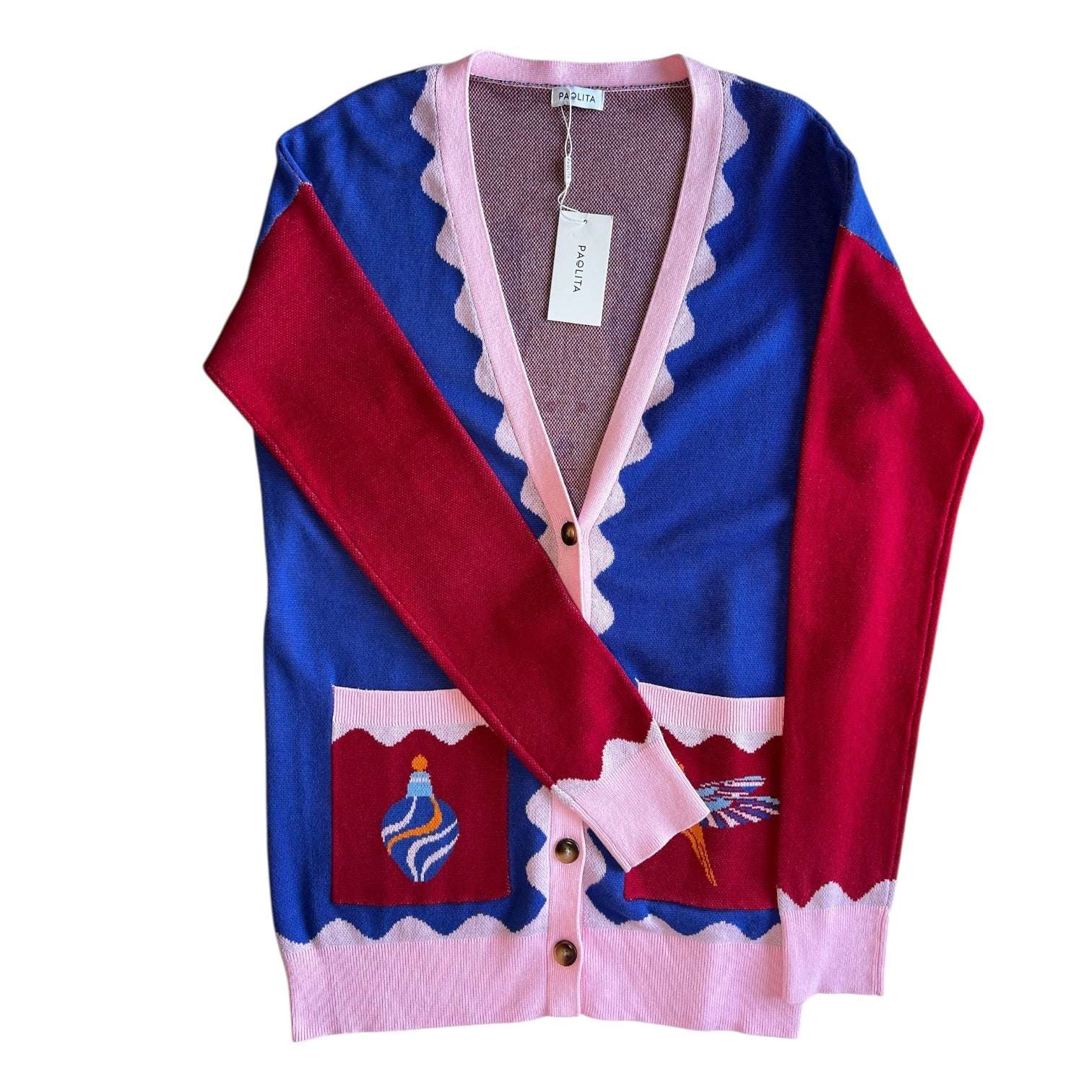 Paolita Mercury Knit Cardigan – Funky Stamp Print, L – pre-loved