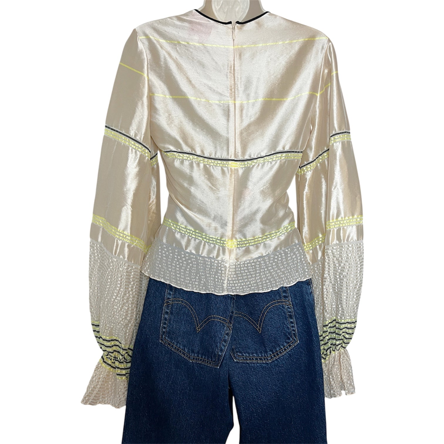 Roksanda Silk Stripe Tailored Puff Sleeve Blouse – UK8