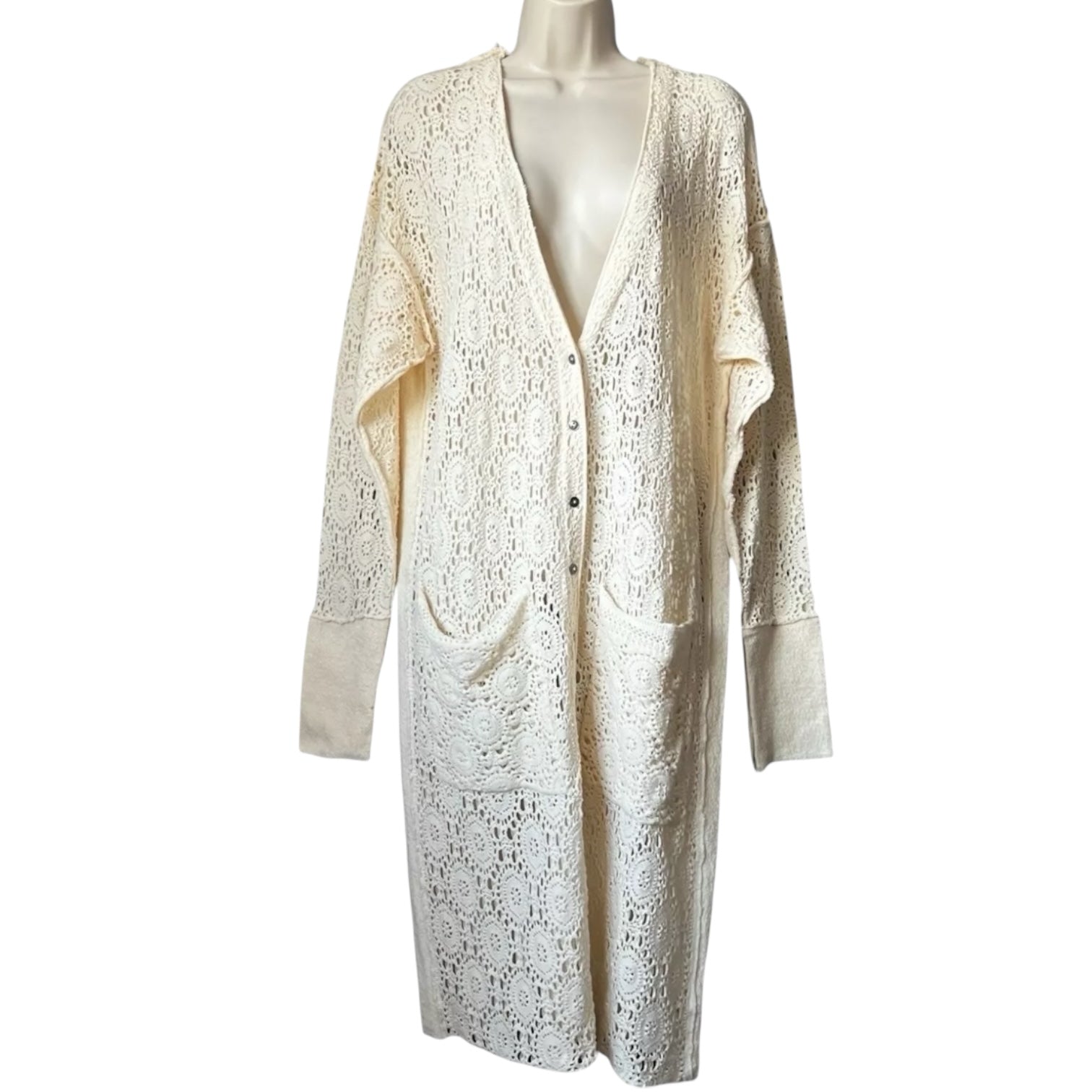 Free People Crochet Lace Duster Cardigan - S – pre-loved
