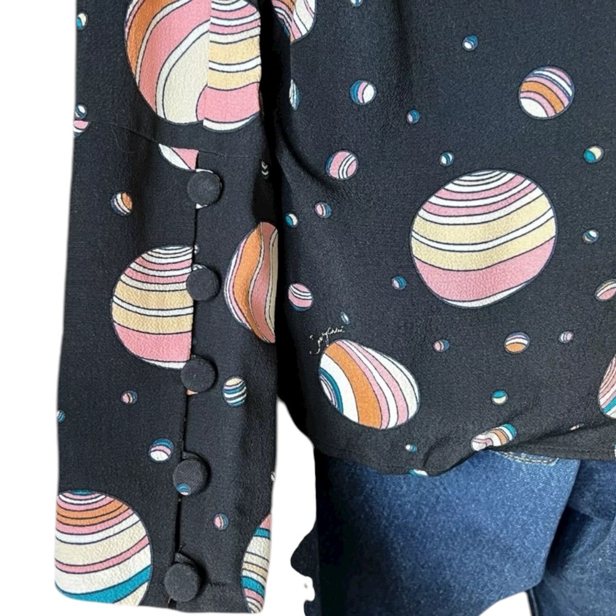 See By Chloé Planet Print Blouse – Celestial Long Sleeve Top, UK8 – pre-loved