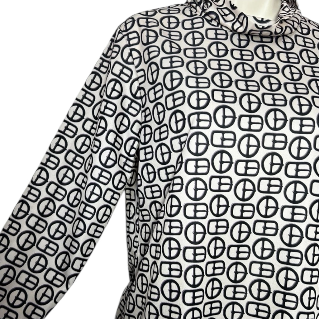 Alexa Chung Buckle Print Roll Neck Long Sleeve Top - L – pre-loved