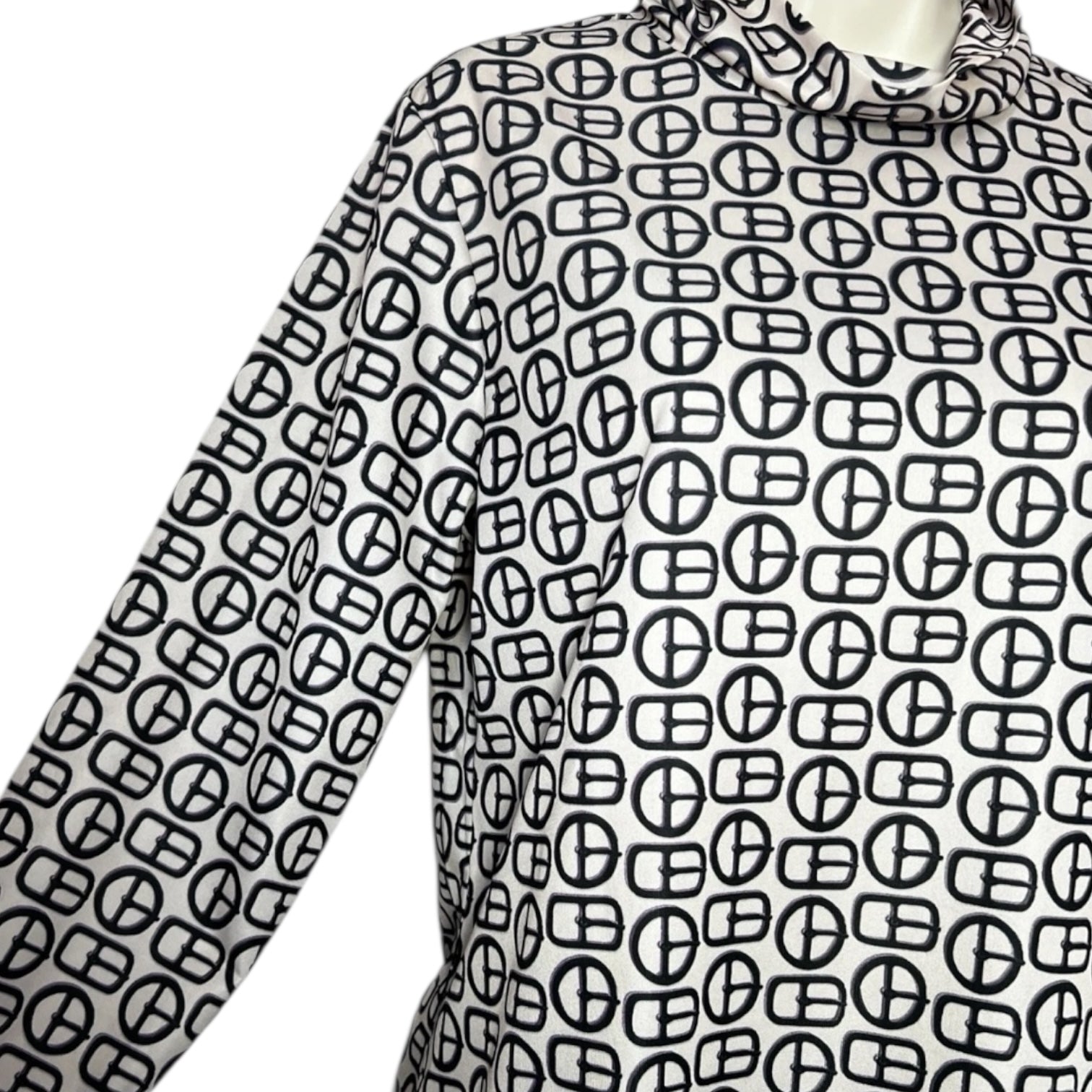 Alexa Chung Buckle Print Roll Neck Long Sleeve Top - L – pre-loved
