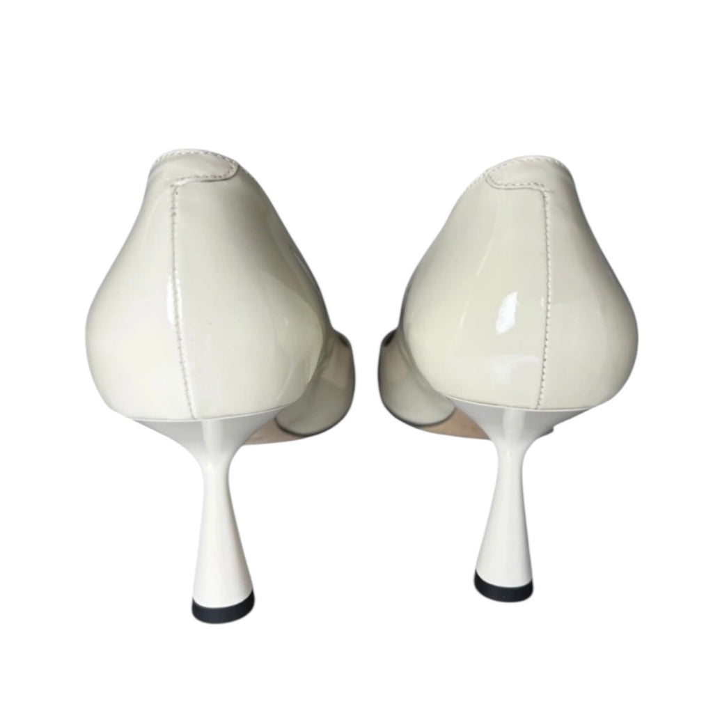 Jimmy Choo Rosalia Patent Leather Pointed Pumps – Latte with Pearl Detail, EU 40