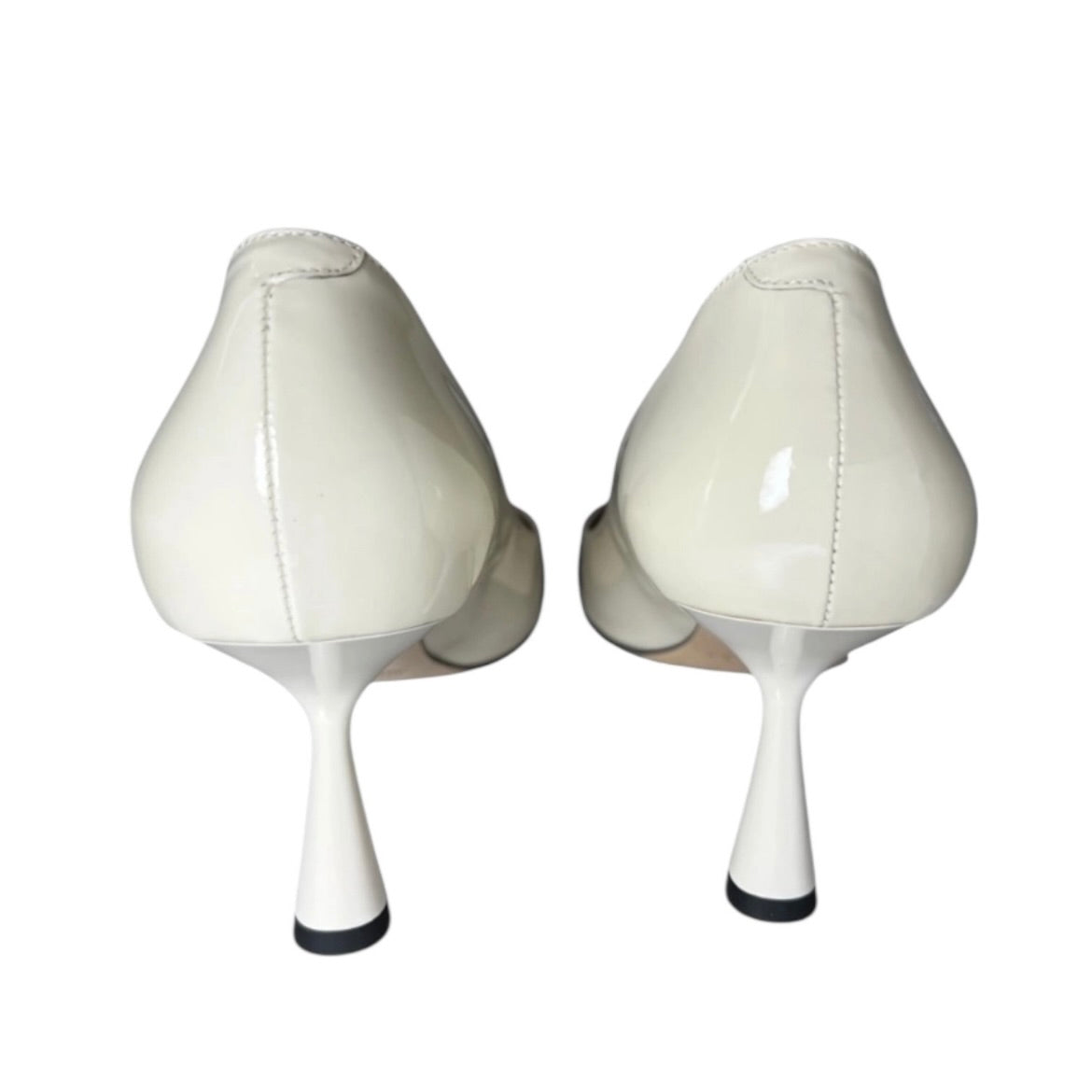 Jimmy Choo Rosalia Patent Leather Pointed Pumps – Latte with Pearl Detail, EU 40