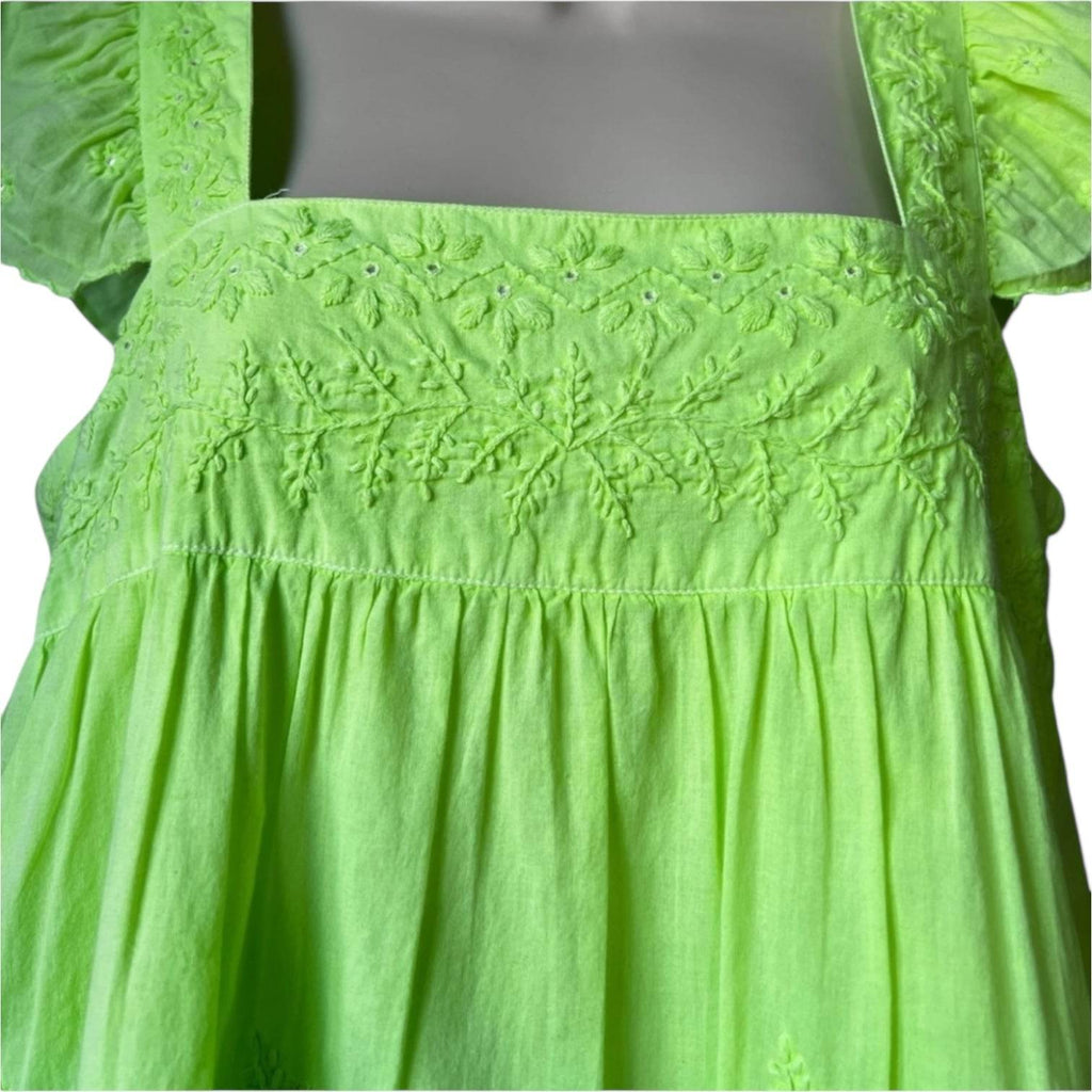 Juliet Dunn Neon Embroidered Babydoll Top – Size 1 (UK8) – pre-loved