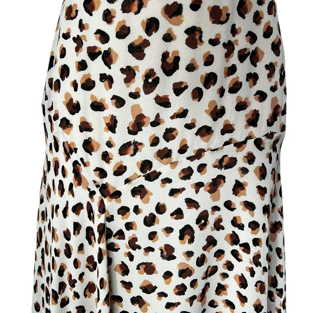 Theory Silk Midi Skirt – Asymmetrical Hem, Leopard Flora Print, US 2 – pre-loved