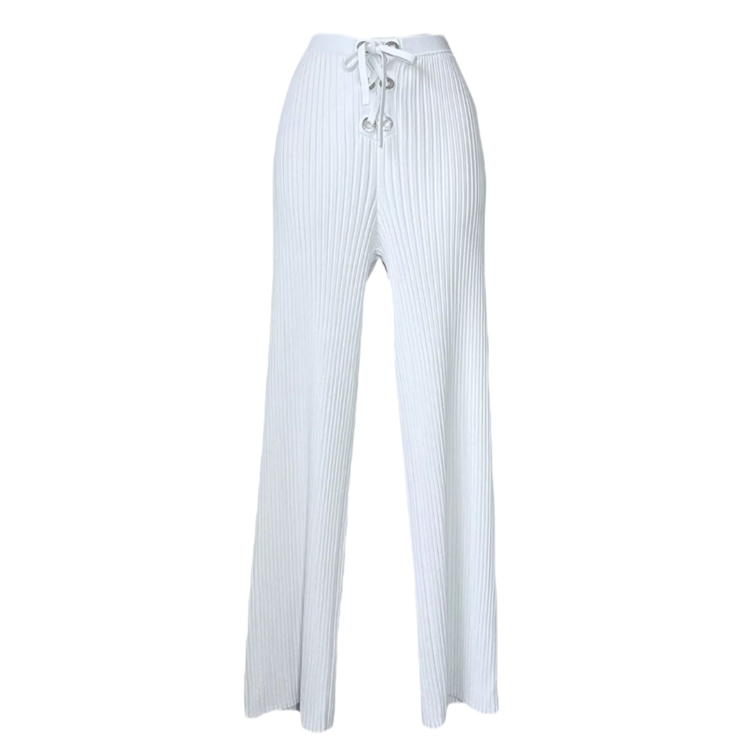 Dion Lee Ribbed Lace-Up Knit Crop Trousers – Light Blue, S – pre-loved