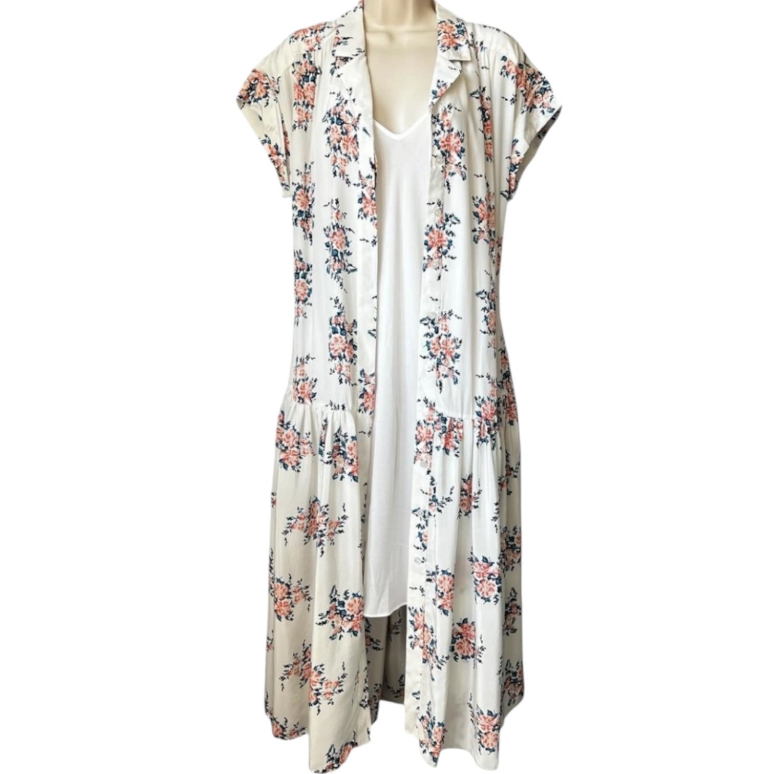 Veronica Beard Silk Floral Belted Midi Shirt Dress – US6 (UK10)