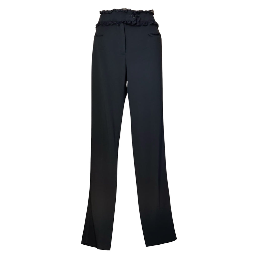 Dolce & Gabbana Black Ruffle Waist Trousers – Slim Fit, IT42 (UK10)
