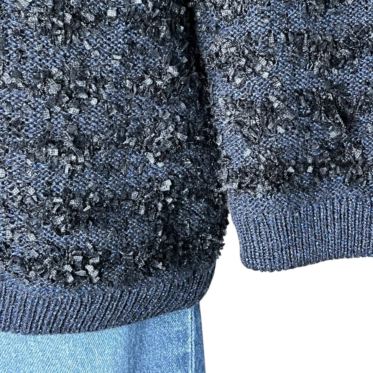 L.K. Bennett Clyde Tweed Cardigan – Black/Navy, Size S – pre-loved